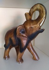 Statuette Éléphant En Bois Massif – Art Africain Animalier