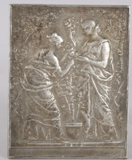 Rare Médaille Artistique En Bronze Argent Daniel Dupuis art nouveau femme jardin