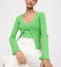 Maje Women's Green Knit Ruffle