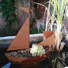 BAC A PLANTES BATEAU VOILIER POT A PLANTES ROUILLE DÉCO JARDIN ÉTANG JARDIN M...