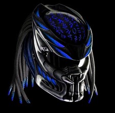 LIVRAISON GRATUITE CASQUE PREDATOR CUSTOM BLUE FIRE (CERTIFIÉ DOT & ECE )