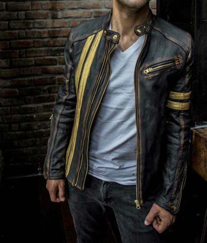 Veste cuir moto - veste, café