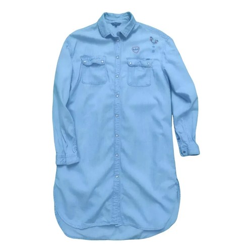 Robe chemise bleue manches - robe,