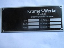 Plaque D'Identification Kramer