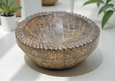 Bol À Sel Et Épices En Bois Ancien Original Petit Sculpté À La Main