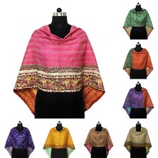 Lot écharpe Kantha réversible en soie fait main vintage indienne brodée cou