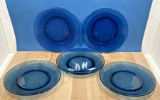 5 assiettes en verre Bleu
