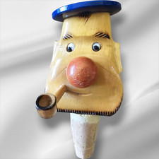 Vintage 50's French Carved Wood Cork Wine Bottle Stopper Georges Feret Art