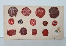 13 cachets cire sur papier