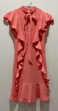 NWOT Women's Ruffle Dress Size S 50's 60's Style Peach Color Poly/Spandex