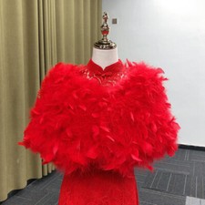 Femme Mariage Fausse Fourrure Plume Enveloppant Châle Boléro Cape Élégant Fête