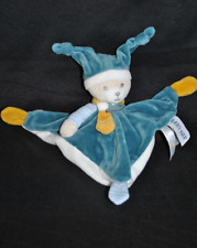 ?  Doudou plat ours BABY NAT BABYNAT BN0739 Polochon bleu blanc vert Etat NEUF
