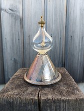 LAMPE à L’HUILE CONIQUE POTERIE LE DON GRÈS / LAITON