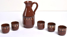 Pichet + 5 tasses en céramique émaillée Vintage Bulgare Troyan