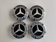 Lot de 4 caches-moyeux 60 mm pour jantes Mercedes - Logo noir - Neuf
