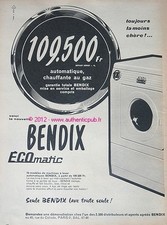 PUBLICITE ORIGINALE de 1958 BENDIX  MACHINE A LAVER ECOMATIC FRENCH AD VINTAGE