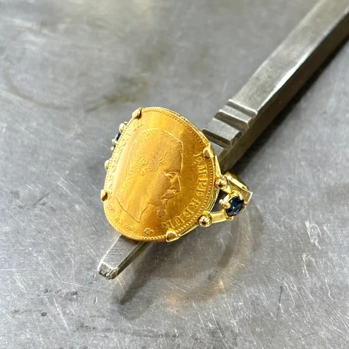 Bague pièce jaune - bague, 750