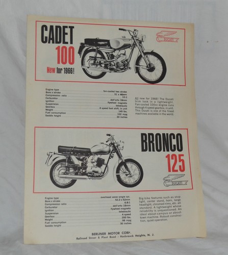 Vtg 1966 ducati motorcycle - 1966,
