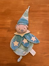 Doudou Babynat Ours Plat Bleu BN747 Étoile Luminescent Bonnet Spirale pétale