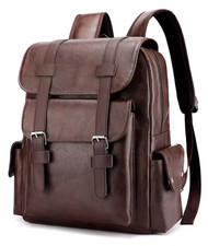 Sac à Dos Homme Cuir PU Élégant Ergonomique 34x12x38cm Grande Capacité Café
