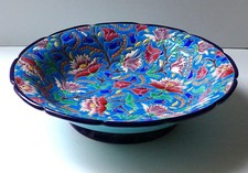 Plat coupe émaux de Longwy piédouche coupe vintage XXe TBE