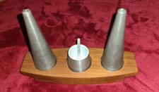 VNT Mid Century Modern SELANGOR Pewter Salt Pepper Mustard TEAK BASE Singapor MY