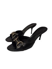 Vintage Gucci By Tom Ford Leather Horsebit Monogram Kitten Heels