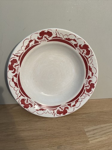 Assiette creuse motifs rouges - assiette,