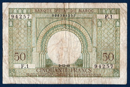 Billet francs maroc - francs,,