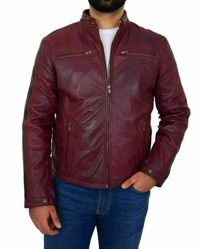 Veste cuir vieilli homme - cuir,