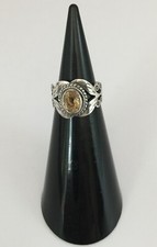 BAGUE ARGENT/ CABOCHON QUARTZ FUME AVALE/ ANNEE 2010