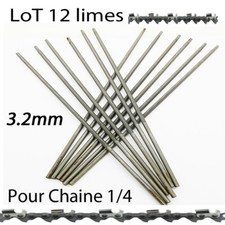 Lime ronde 3,2 mm  (1/8e ) pour affutage chaîne de tronçonneuse 1/4 lot 12 limes