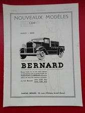 Publicité  presse Automobile BERNARD PL & AUTOCARS + Pendule  ATMOS 1932