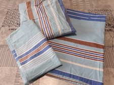 Parure lit bébé 60*120 cm draps, housse de couette, taie rayures bleu marron TBE