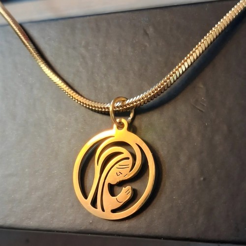 Gold holy virgin necklace - holy,