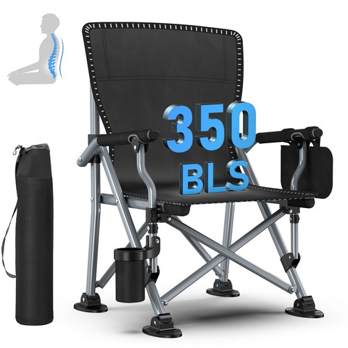 Black portable camping chair - portable,