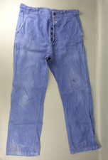 Pantalon bleu de travail en coton, atelier, usine, usure du temps, talle 44.