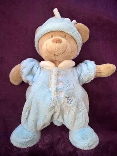 Doudou peluche ours - doudou, bleu
