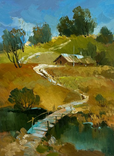 Oil painting path along the - oil,