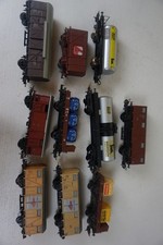 46) LIMA MARKLIN FS LOT 10 WAGONS  COUVERTS CITERNE PLATS FIAT AGIP LOWENBRAU HO