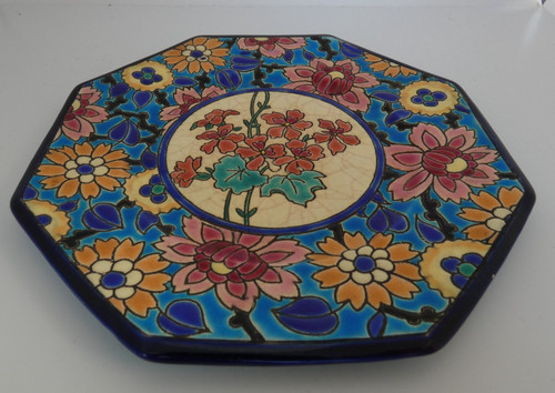 Assiette cartouche floral - 1,