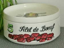 PLAT CREUX SERVICE À FONDUE VIANDE EN FAÏENCE DE GIEN VINTAGE ANNÉE 70 SALADIER