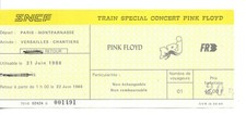 RARE / TICKET BILLET DE TRAIN POUR CONCERT - PINK FLOYD  LIVE PARIS 1988 FRANCE