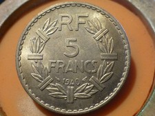 5 FRANCS - LAVRILLIER (Br/Alu) - 1940 - RARE QUALITE SUP+ !