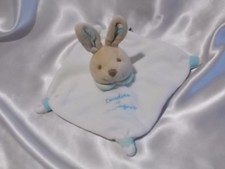 Doudou lapin blanc et turquoise, Doudou et compagnie (cie)