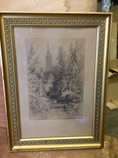 Tableau Strasbourg rue de la douane  gravure originale de Charles Pinet