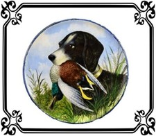 Large French Antique Earthenware Dish Hunting Trophy Dog 19th