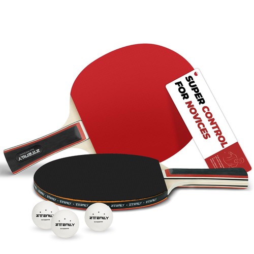Ping pong paddles with - with, balls