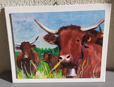TABLEAU PEINTURE ACRYLIQUE VACHES SALERS