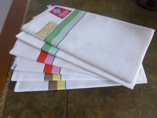 LOT 6 TORCHONS VINTAGE METIS FLEUR BLEU 80 CM x 60 CM  NEUFS EMBALLAGE+ 4 EN KDO